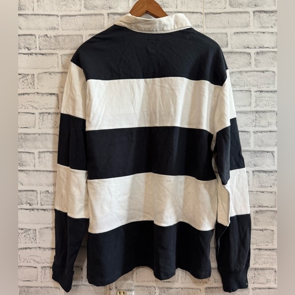 NWT! Adult 47’ Pittsburg Steelers black and white stripe rugby LS collar shirt L - Picture 2 of 5